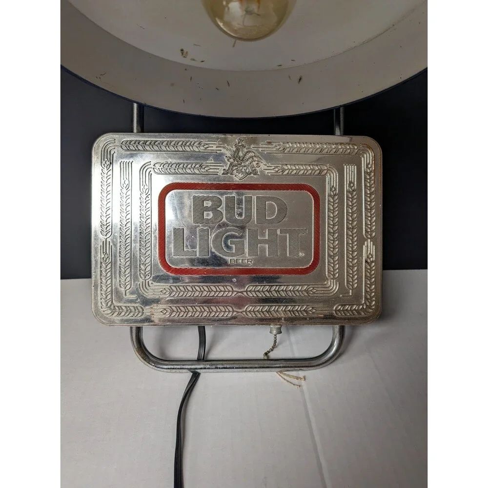 Vintage Bud Light Register Wall Sign with Lamp Mancave-Budweiser Anheuser Busch